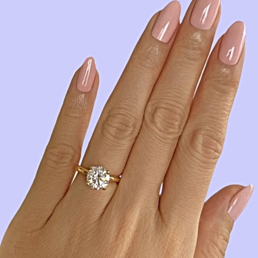 4-Carat Round Solitaire Engagement Ring 14K White Gold GRA Certified Moissanite